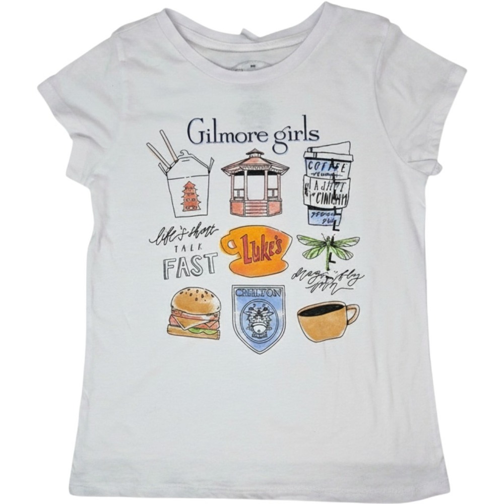 Gilmore Girls Graphic Tee Girls Large White New Stars Hollow Luke's Diner Shirt